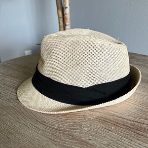 Stylish Cream Fedora Hat with Black Band
